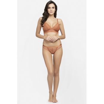 Set de chiloti si sutien din dantela cu cupe triunghiulare