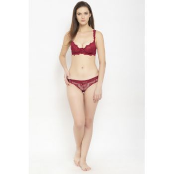 Set de sutien si chiloti cu insertii de dantela - 2 piese