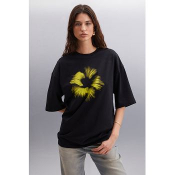 Tricou de bumbac cu maneci medii