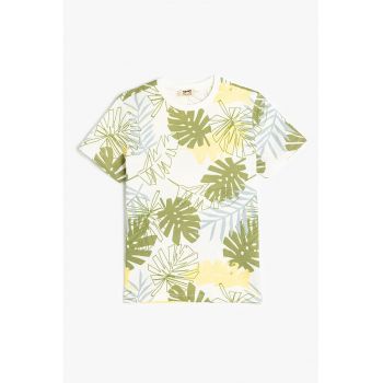 Tricou din bumbac cu imprimeu cu frunza