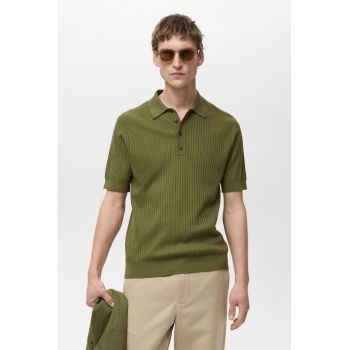 Tricou polo striat din amestec de modal