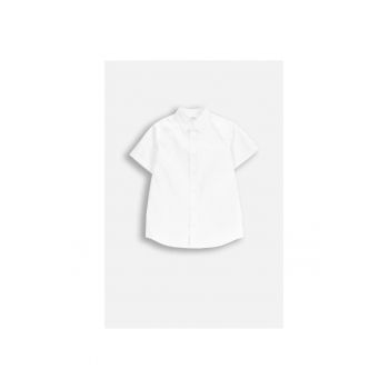Camasa cu maneca scurta  bumbac - broderie decorativa - alb