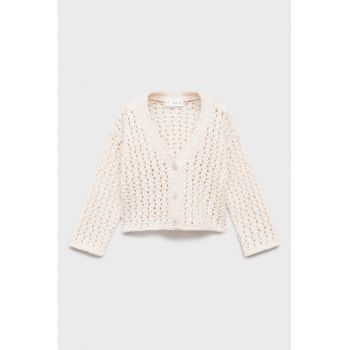 Cardigan crosetat cu decolteu in V