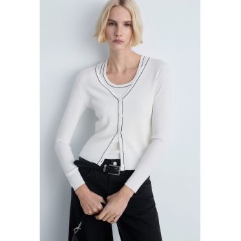 Cardigan slim fit cu striatii