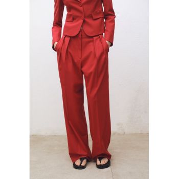 Pantaloni cu croiala ampla din amestec de lana