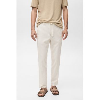 Pantaloni din amestec de in cu snur de ajustare in talie