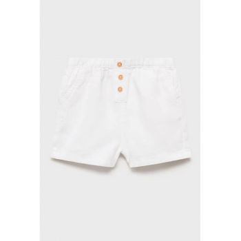 Pantaloni din amestec de in cu talie medie