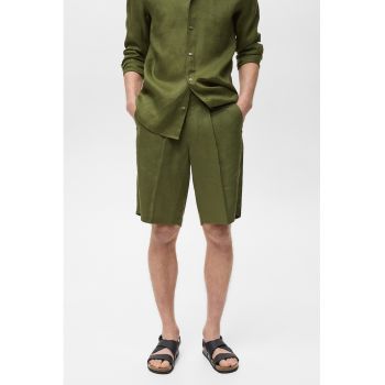 Pantaloni scurti din in cu buzunare laterale