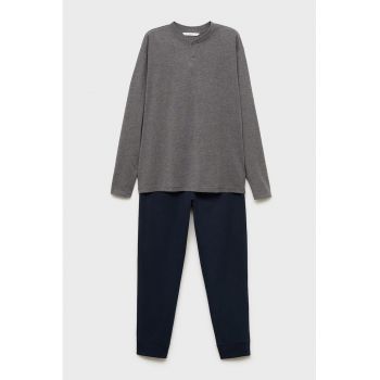 Pijama din bumbac cu pantaloni lungi