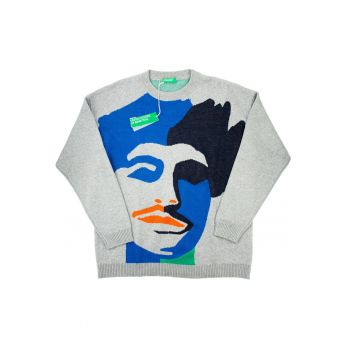 Pulover barbati Benetton - gri - amestec de modele - bumbac - set elegant -