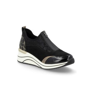 Remonte pantofi sport negri combi damă cu fermoar D0T08-02