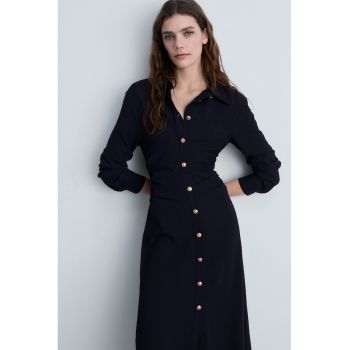 Rochie cu nasturi si drapaj lateral