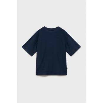 Tricou cu decolteu la baza gatului si aspect texturat