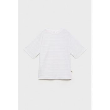 Tricou cu decolteu la baza gatului si aspect texturat