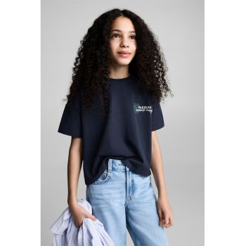 Tricou cu maneci cazute si broderie text