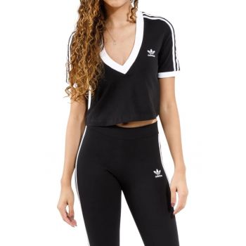 Tricou dama -  Aeroknit - negru - bumbac si elastan - cropt - maneca scurta -