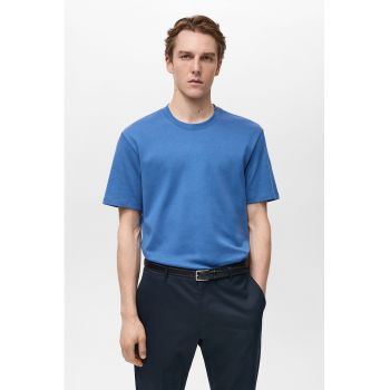 Tricou de bumbac cu decolteu la baza gatului