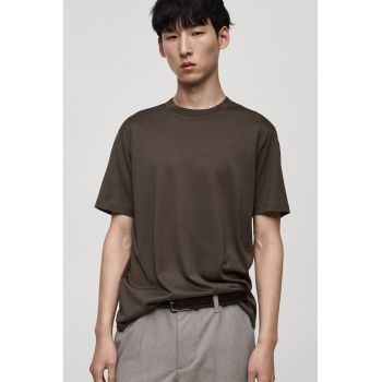 Tricou de bumbac cu decolteu la baza gatului