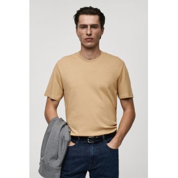 Tricou de bumbac cu decolteu la baza gatului