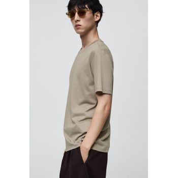 Tricou de bumbac cu decolteu la baza gatului