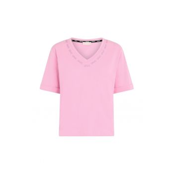 Tricou de bumbac cu logo din strasuri