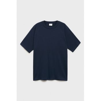 Tricou din amestec de in cu decolteu la baza gatului