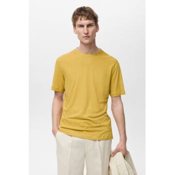 Tricou din amestec de in cu model uni