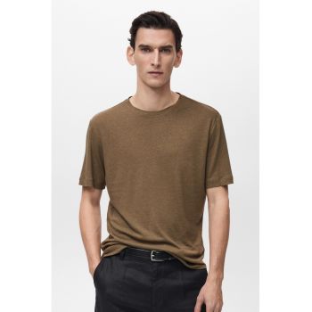 Tricou din amestec de in cu model uni
