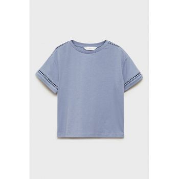 Tricou din bumbac cu detalii cu perforatii