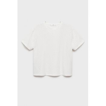 Tricou din bumbac cu detalii perforate
