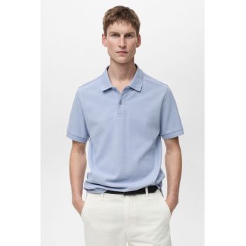 Tricou polo din bumbac cu fenta cu nasturi