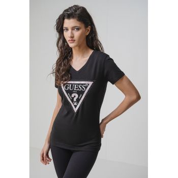 Tricou slim fit cu decolteu in V