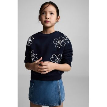 Bluza de trening supradimensionata cu flori brodate