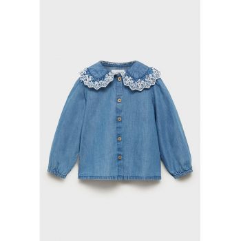 Bluza din chambray cu detalii de dantela Sangallo