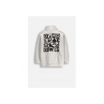 Bluza sport cu fermoar si imprimeu abstract
