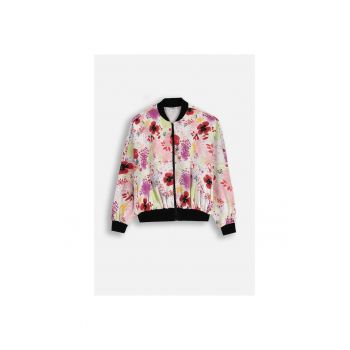 Bluzon cu fermoar si imprimeu floral - Multicolor