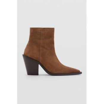 Botine din piele intoarsa cu toc