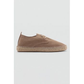 Espadrile de piele intoarsa cu sireturi