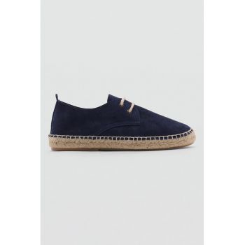 Espadrile de piele intoarsa cu sireturi