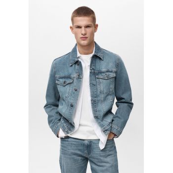 Jacheta din denim cu buzunare pe piept