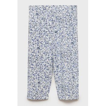 Pantaloni de bumbac cu model floral si banda elastica