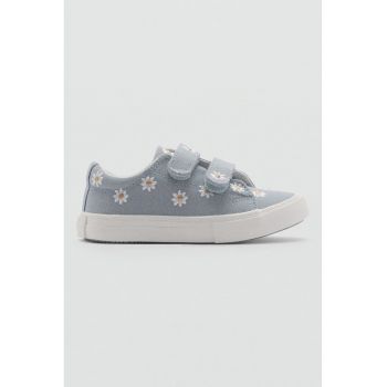 Pantofi sport cu velcro si broderii florale