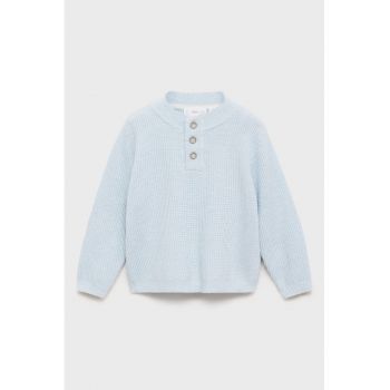 Pulover uni cu decolteu henley
