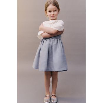 Rochie din amestec de in si bumbac cu guler Peter Pan
