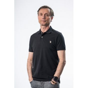 Tricou barbati guler si maneca scurta - negru
