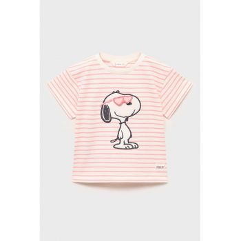 Tricou cu imprimeu Snoopy si dungi