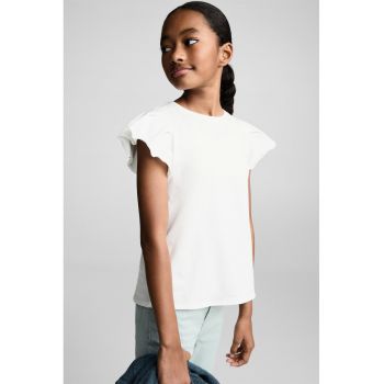 Tricou din bumbac cu maneci cu volane