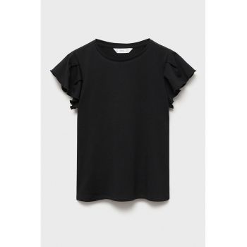 Tricou din bumbac cu maneci cu volane