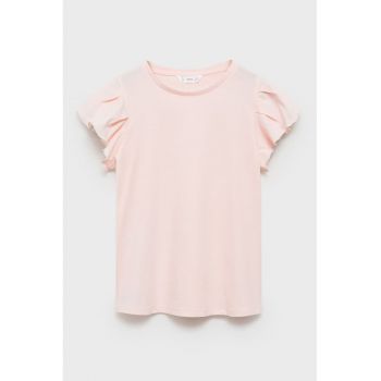 Tricou din bumbac cu maneci cu volane