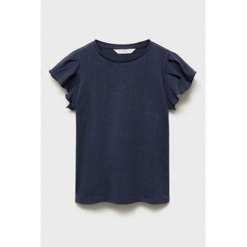Tricou din bumbac cu maneci cu volane